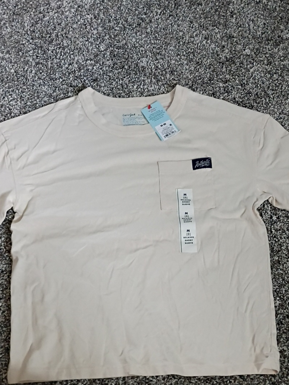 Cat & Jack Cream Short Sleeve Pocket Tee - Picture 1 of 5
